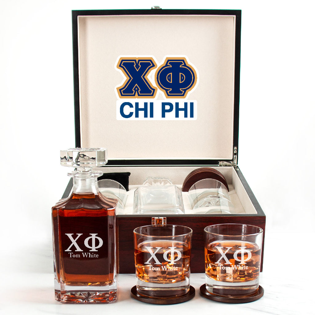 Chi Phi Cherry Wood Decanter Wood Gift Box Set With Rocks Glasses