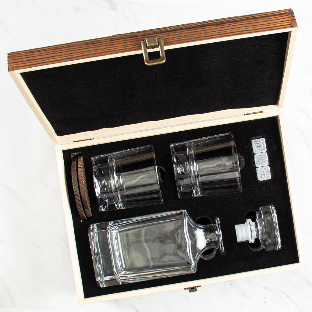 Whiskey Decanter Set In Wood Gift Box