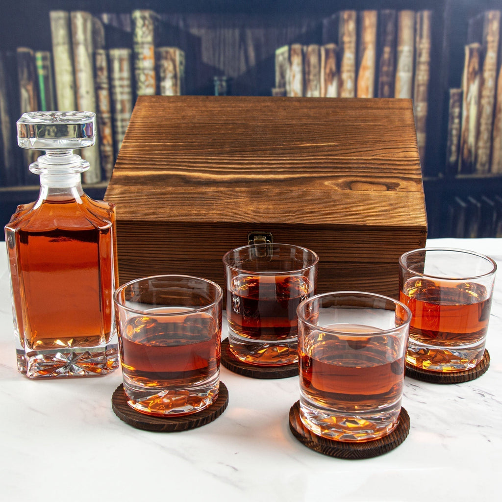 Whiskey Decanter Set In Wood Gift Box