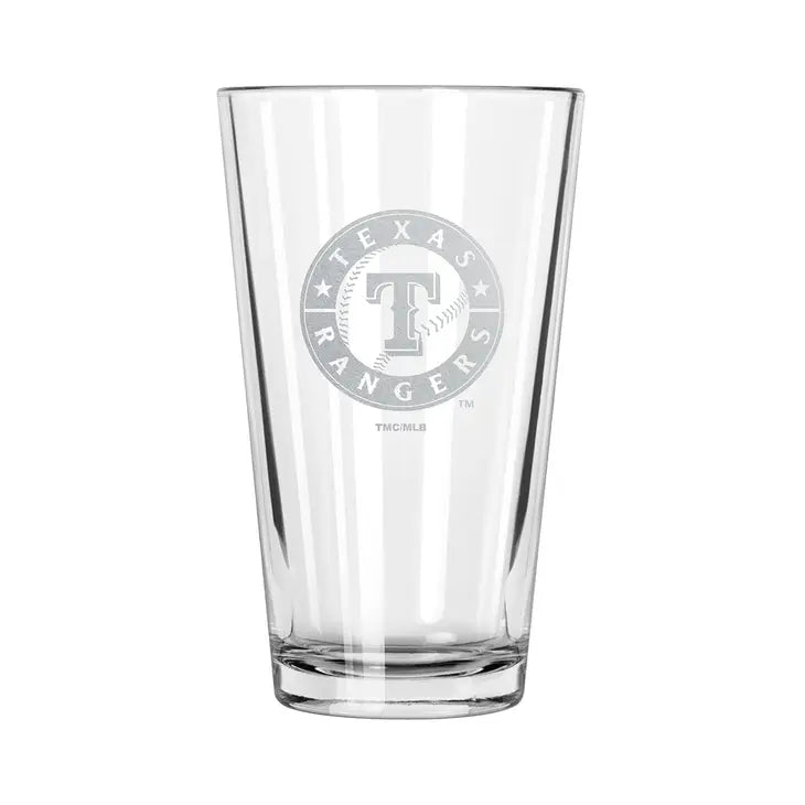 Texas Rangers Etch Pint Glass - Official MLB Merchandise