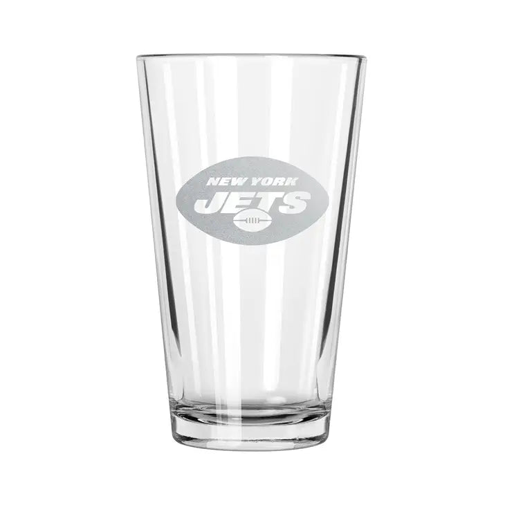 New York Jets Etch Pint Glass - Official NFL Merchandise