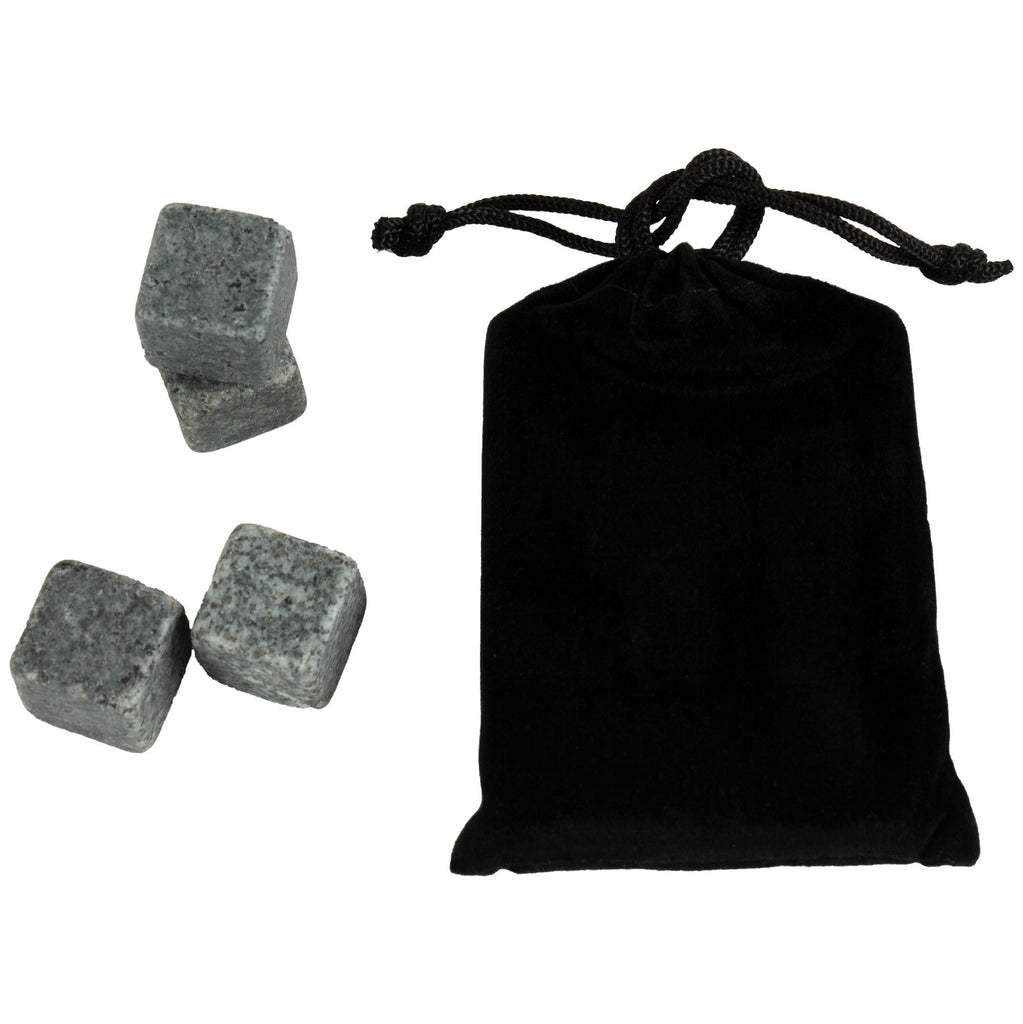 Whiskey Stones with Black Bag