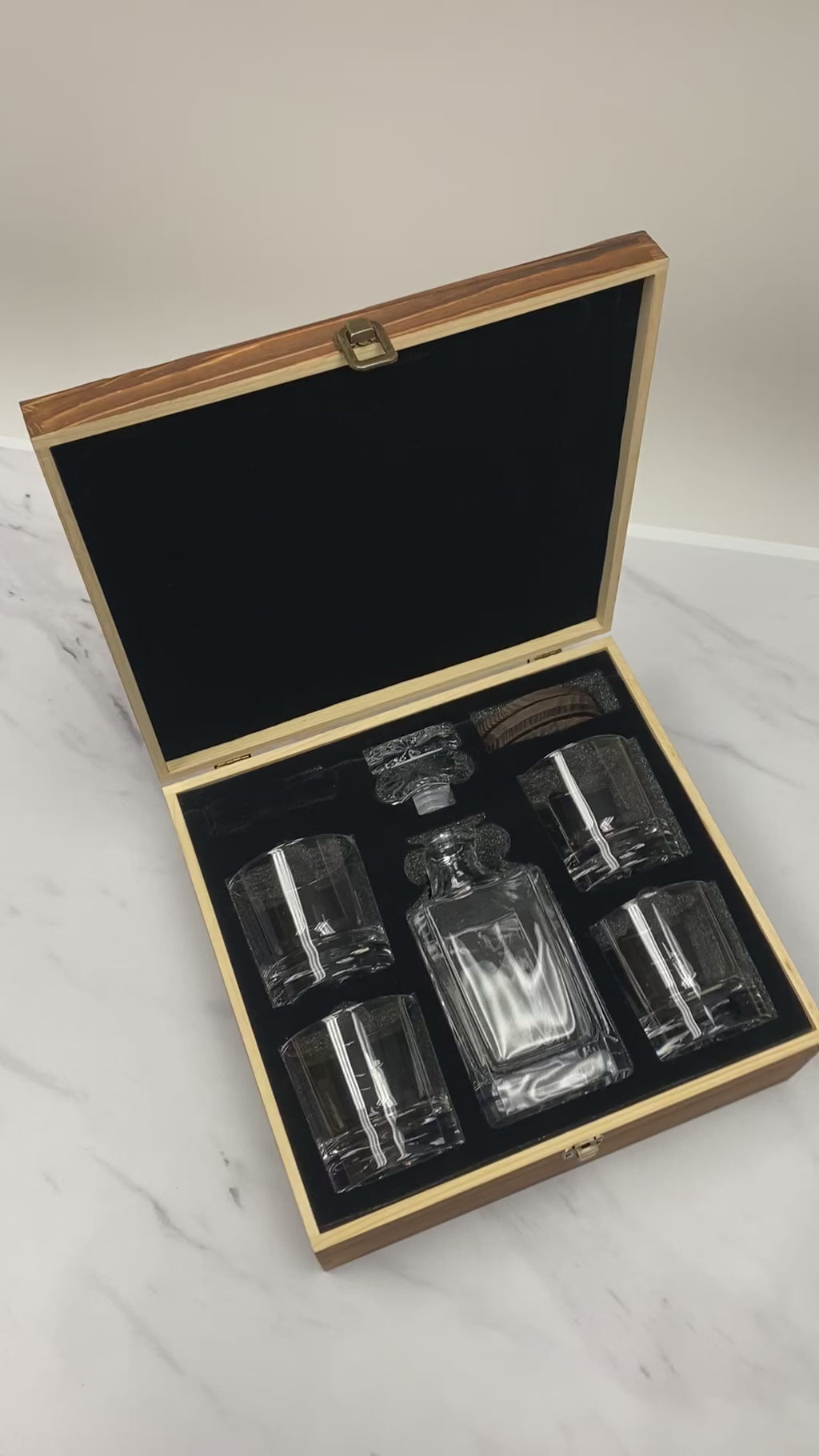 Classic Decanter Set With Engraved Wood Gift Box – MB Brands Inc